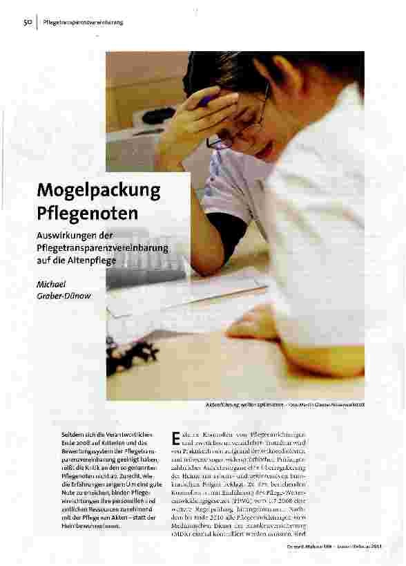 [doc_122332] Mogelpackung PflegenotenAuswirkungen der Pflegetransparenzvereinbarung auf die Altenpflege