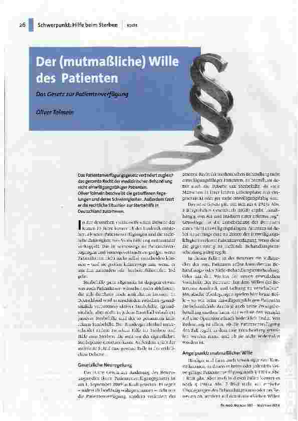 [doc_117450] Der (mutmaßliche) Wille des Patienten