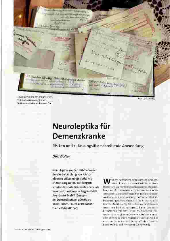 [doc_111144] Neuroleptika für DemenzkrankeRisiken und Zulassungsüberschreitende Anwendung