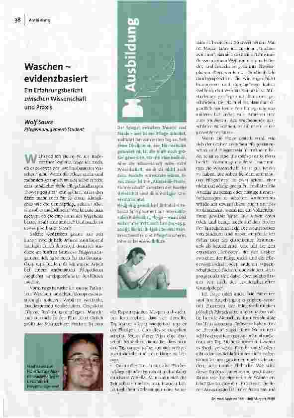 [doc_111142] Waschen - evidenzbasiertEin Erfahrungsbericht zwischen Wissenschaft und Praxis