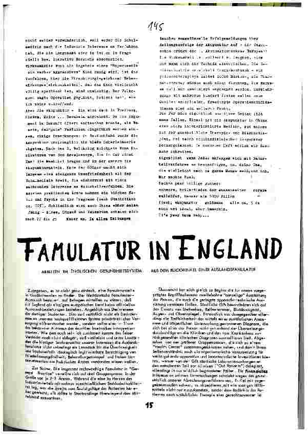 [doc_110128] Famulatur in EnglandARBEITEN IM ENGLISCHEN GESUNDHEITSSYSTEM AUS DEM BLICKWINKEL EINER AUSLANDSFAMULATUR