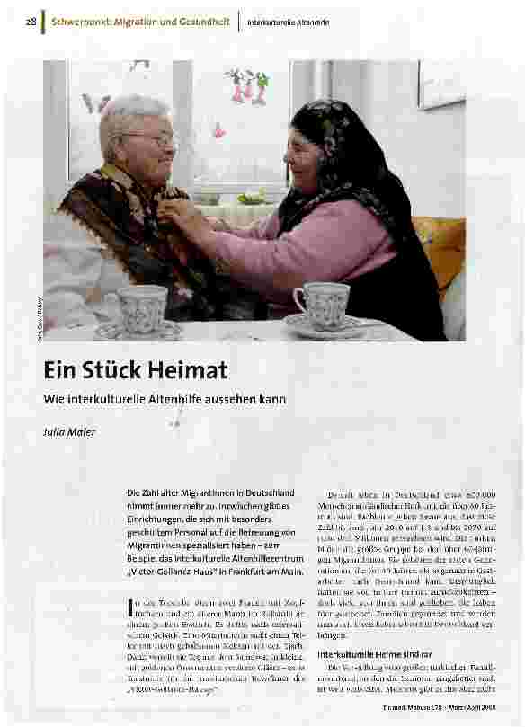 [doc_108690] Ein Stück HeimatWie interkulturelle Altenhilfe aussehen kann