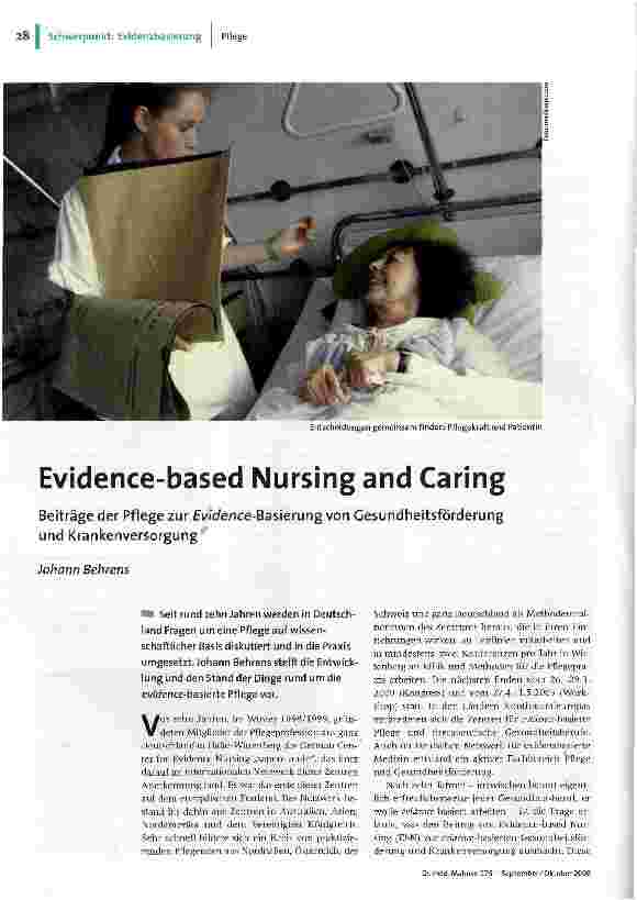 [doc_105320] Evidence-based Nursing and CaringBeiträge der Pflege zur evidence-Basierung von Gesundheitsförderung und Krankenversorgung