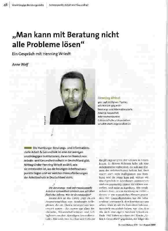 [doc_105132] „Man kann mit Beratung nicht alle Probleme lösenEin Gespräch mit Henning Wriedt
