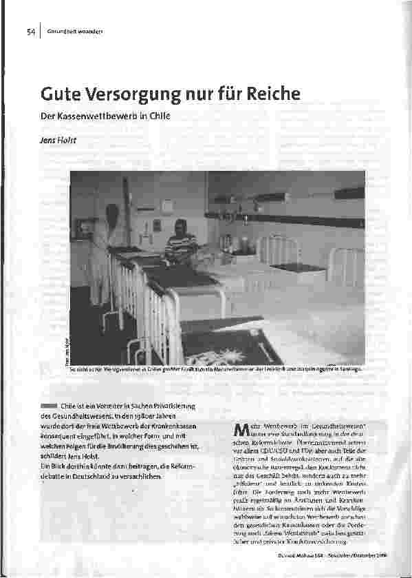 [doc_95121] Gute Versorgung nur für Reiche - Der Kassenwettbewerb in Chile