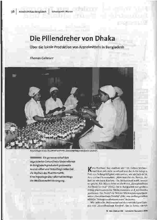[doc_95116] Die Pillendreher von Dhaka - Über die lokale Produktion von Arzneimitteln in Bangladesh