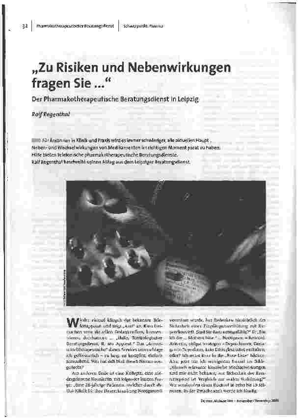 [doc_95115] Zu Risiken und Nebenwirkungen fragen Sie...Der Pharmakotherapeutische Beratungsdienst in Leipzig