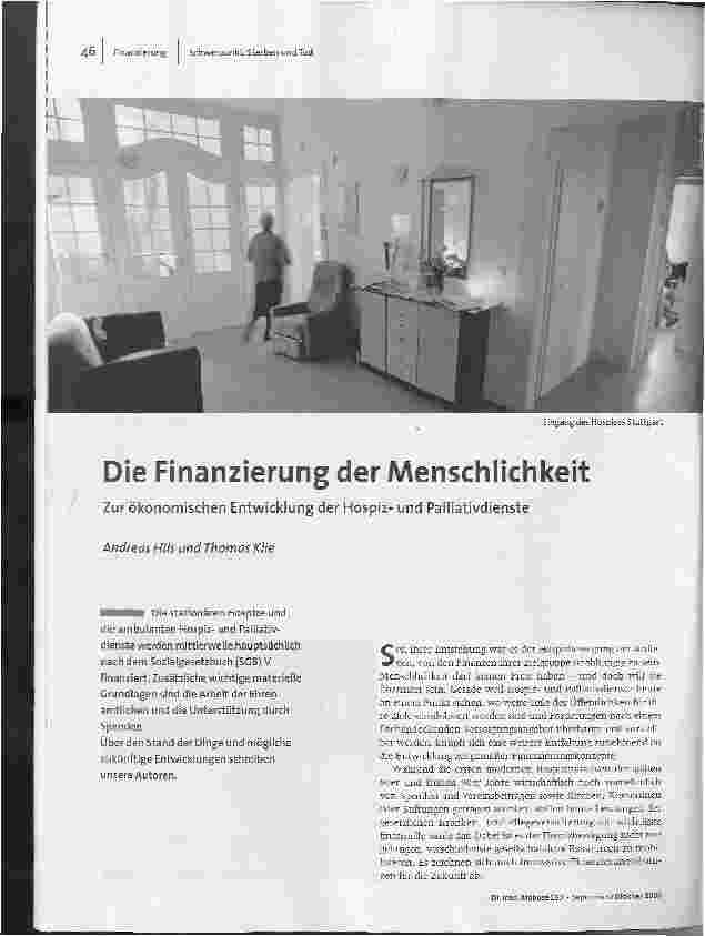 [doc_93966] Die Finanzierung der Menschlichkeit - Zur ökonomischen Entwicklung der Hospizund Palliativdienste