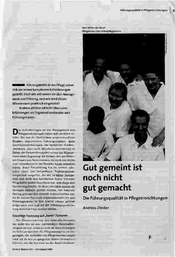[doc_93052] Gut gemeint ist noch nicht gutgemachtDie Führungsqualität in Pflegeeinrichtungen
