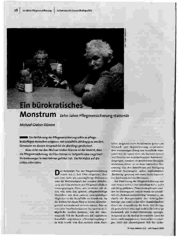 [doc_93047] Ein bürokratisches MonstrumZehn Jahre Pflegeversicherung stationär