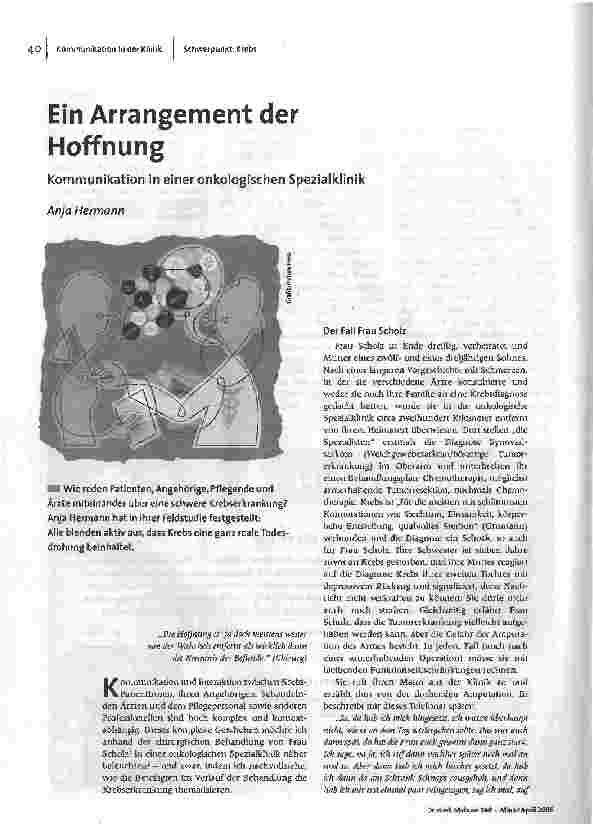 [doc_89750] Ein Arrangement der HoffnungKommunikation in einer onkologischen Spezialklinik
