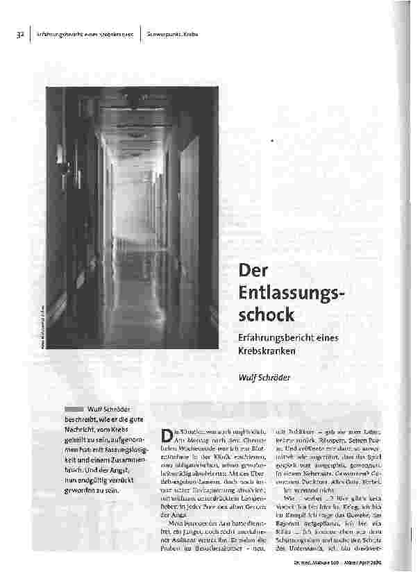 [doc_89748] Der EntlassungsschockErfahrungsbericht eines Krebskranken