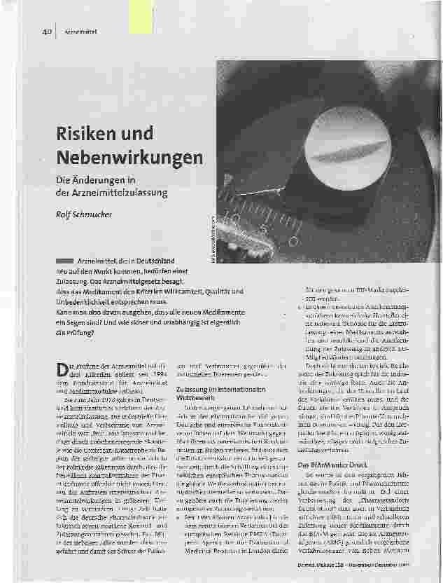 [doc_87742] Risiken und NebenwirkungenDie Änderungen in der Arzneimittelzulassung