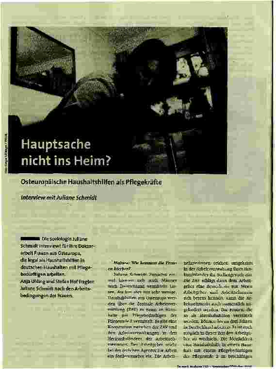 [doc_86905] Hauptsache nicht ins Heim?Osteuropäische Haushaltshilfen als Pflegekräfte