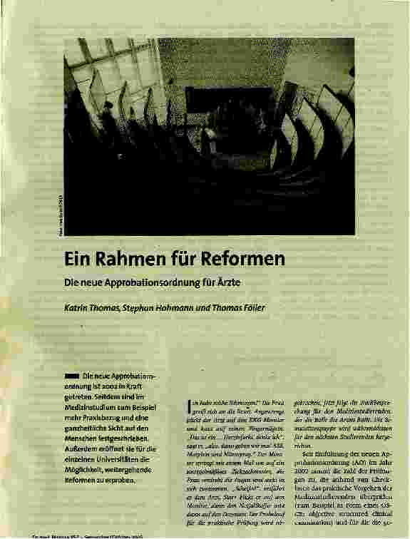 [doc_86903] Ein Rahmen für Reformen. Die neue Approbationsordnung für Ärzte