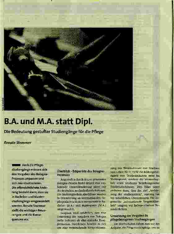 [doc_86902] B.A. und M.A. statt Dipl.Die Bedeutung gestufter Studiengänge für die Pflege