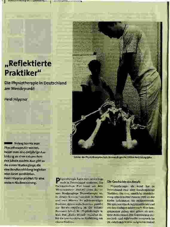 [doc_86900] Reflektierte Praktiker. Die Physiotherapie in Deutschland am Wendepunkt