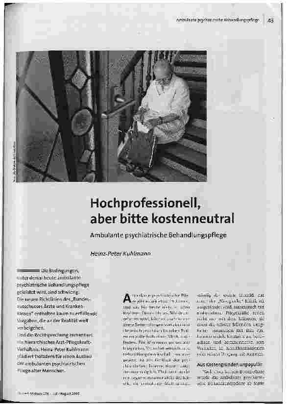 [doc_86040] Hochprofessionell, aber bitte kostenneutral. Ambulante psychiatrische Behandlungspflege