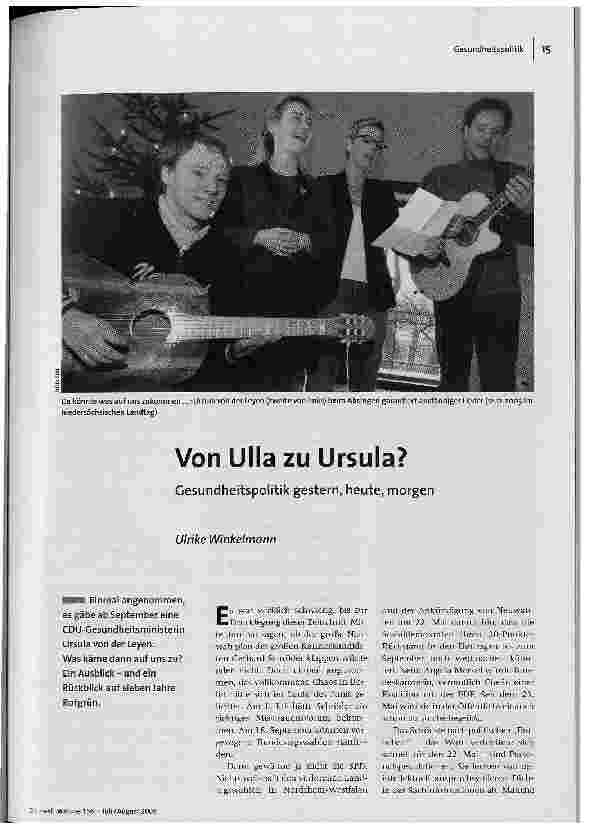 [doc_86031] Von Ulla zu Ursula? Gesundheitspolitik gestern, heute, morgen