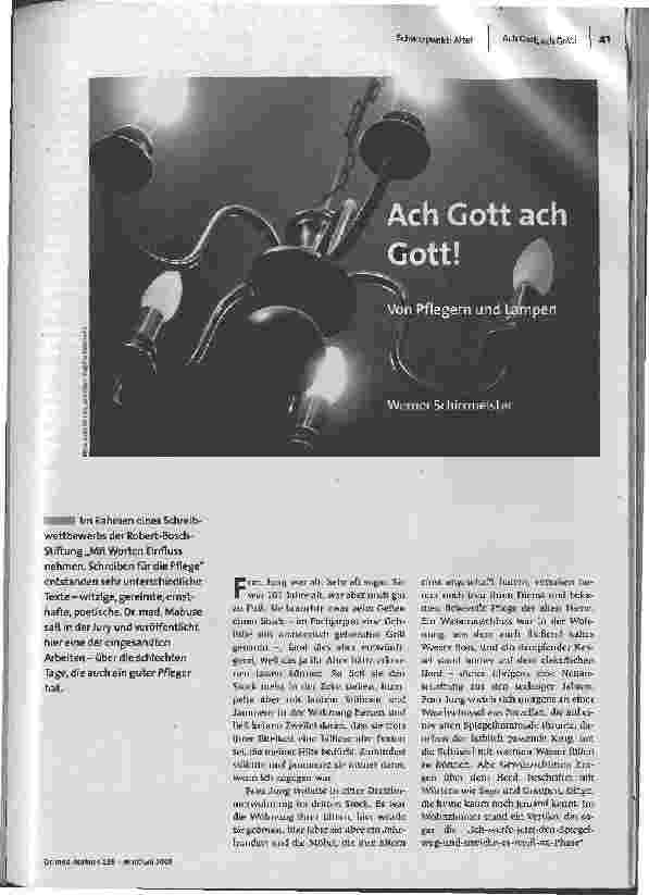 [doc_85475] Ach Gott ach Gott!Von Pflegern und Lampen