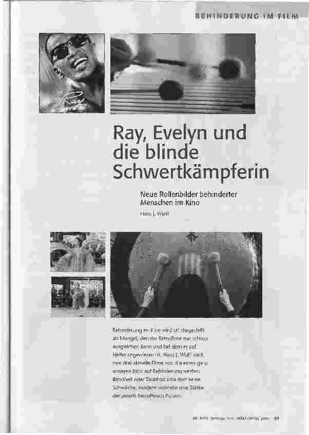[doc_84454] Ray, Evelyn und die blinde SchwertkämpferinNeue Rollenbilder behinderter Menschen im Kino