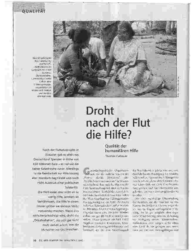 [doc_84448] Droht nach der Flut die Hilfe? Qualität der humanitären Hilfe