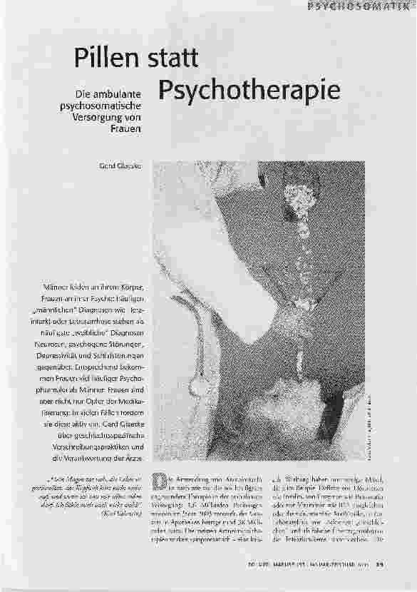 [doc_74797] Pillen statt PsychotherapieDie ambulante psychosomatische Versorgung von Frauen