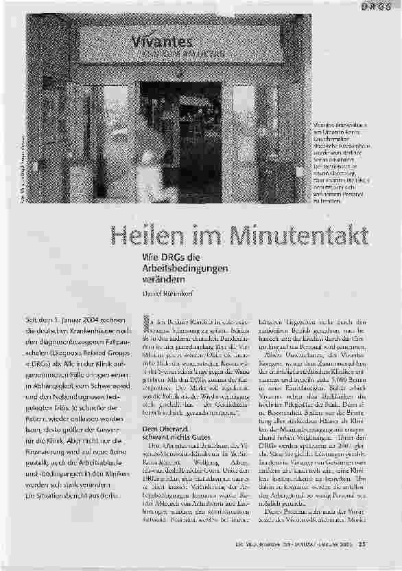 [doc_74794] Heilen im Minutentakt Wie DRGs die Arbeitsbedingungen verändern