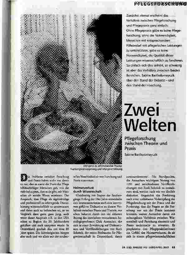 [doc_66728] Zwei Welten Pflegeforschung zwischen Theorie und Praxis