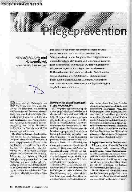 [doc_63275] Pflegeprävention Herausforderung und Notwendigkeit
