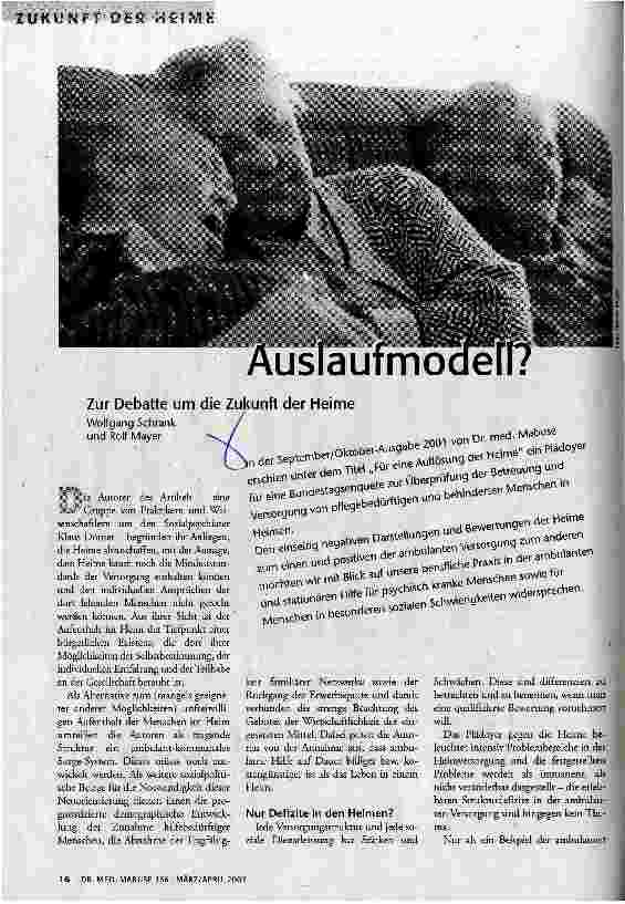 [doc_62382] Auslaufmodell? Zur Debatte um die Zukunft der Heime