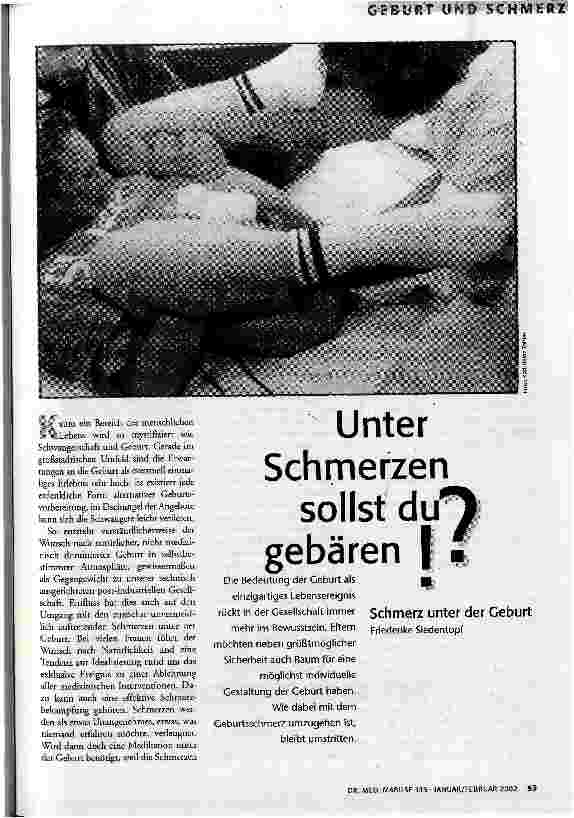 [doc_61776] Unter Schmerzen sollst du gebären!? Schmerz unter der Geburt