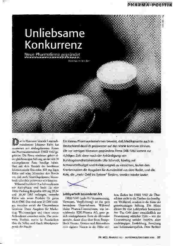 [doc_59603] Unliebsame Konkurrenz Neue Pharmafirma gegründet