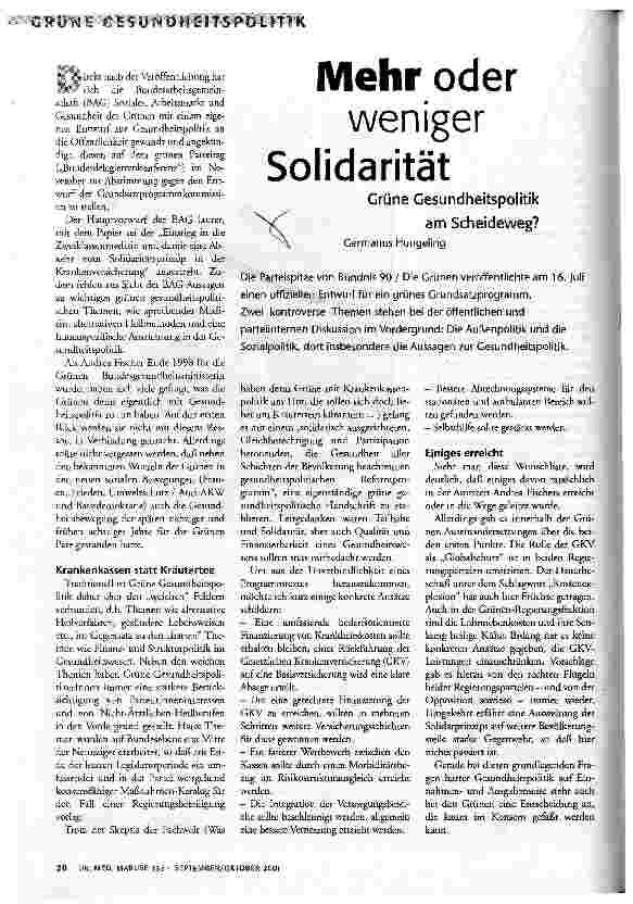 [doc_59601] Mehr oder weniger Solidarität Grüne Gesundheitspolitik am Scheideweg?