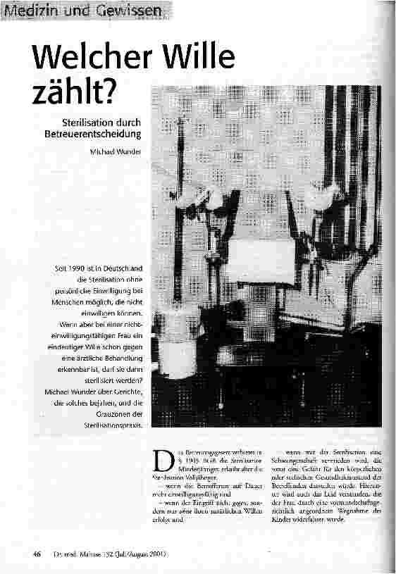 [doc_58966] Welcher Wille zählt? Sterilisation durch Betreuerentscheidung