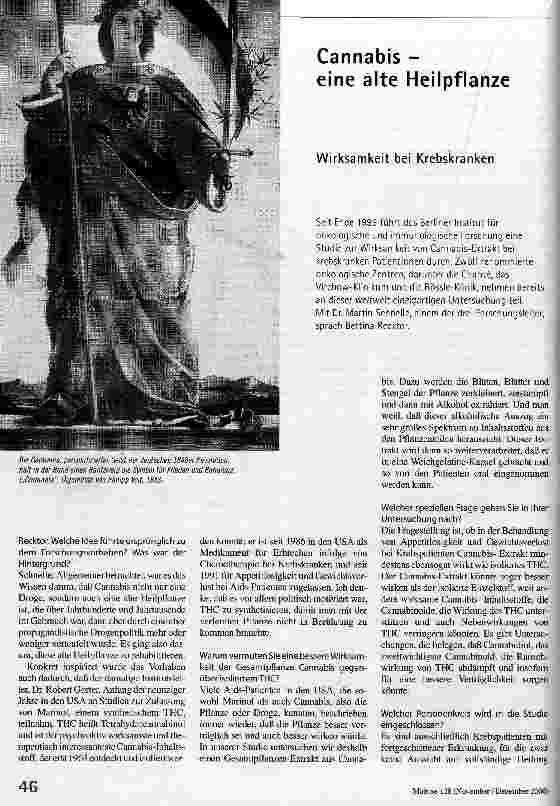 [doc_55378] Cannabis - eine alte Heilpflanze Wirksamkeit bei Krebskranken