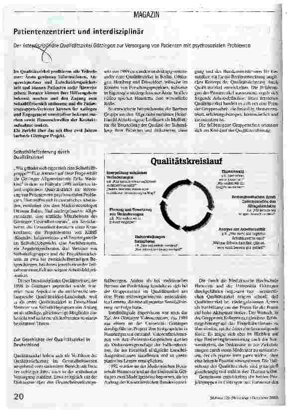 [doc_55372] Patientenzentriert und interdisziplinär Der Interdisziplinäre Qualitätszirkel Göttingen zur Versorgung von Patienten mit psychosozialen Problemen