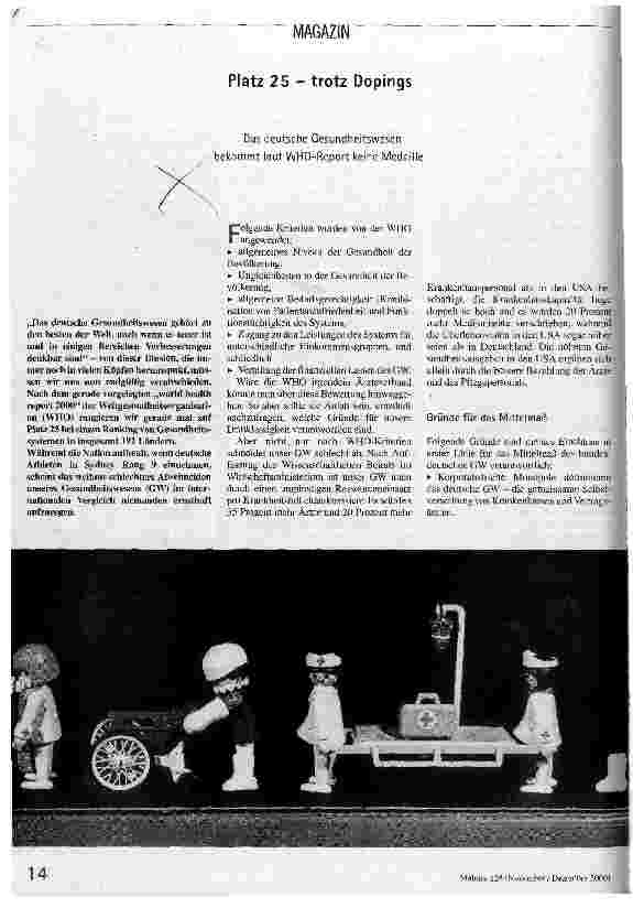 [doc_55370] Platz 25 - trotz Dopings Das deutsche Gesundheitswesen bekommt laut WHO-Report keine Medaille