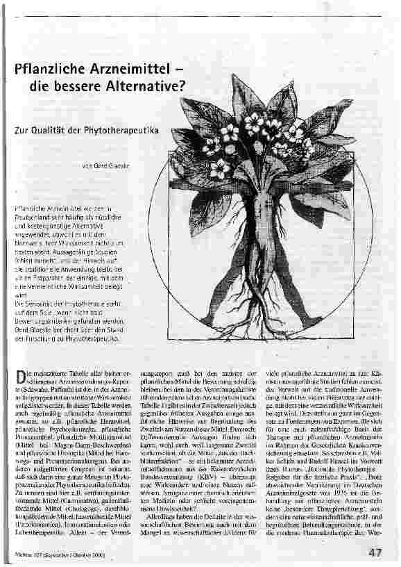 [doc_54726] Pflanzliche Arzneimittel - die bessere Alternative? Zur Qualität der Phytotherapeutika