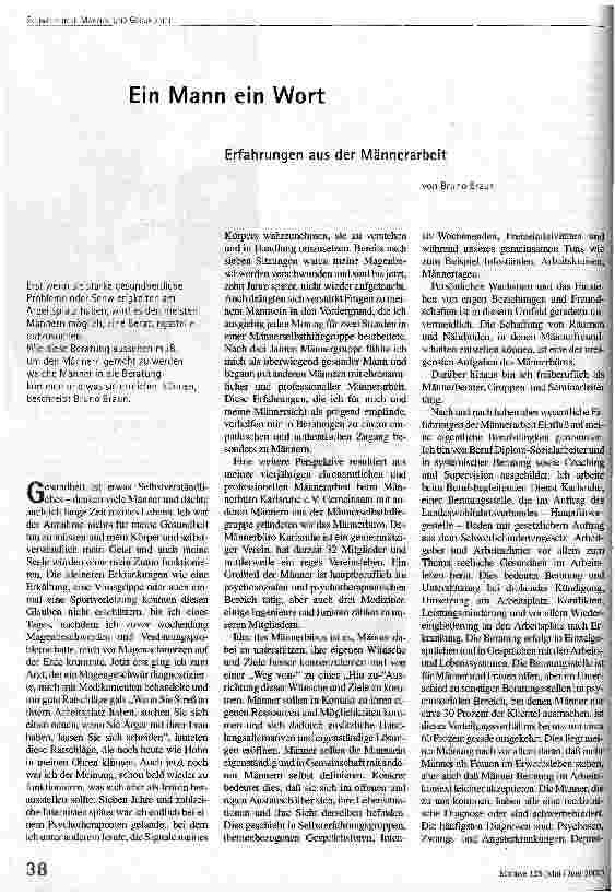 [doc_53498] Ein Mann ein Wort Erfahrungen aus der Männerarbeit