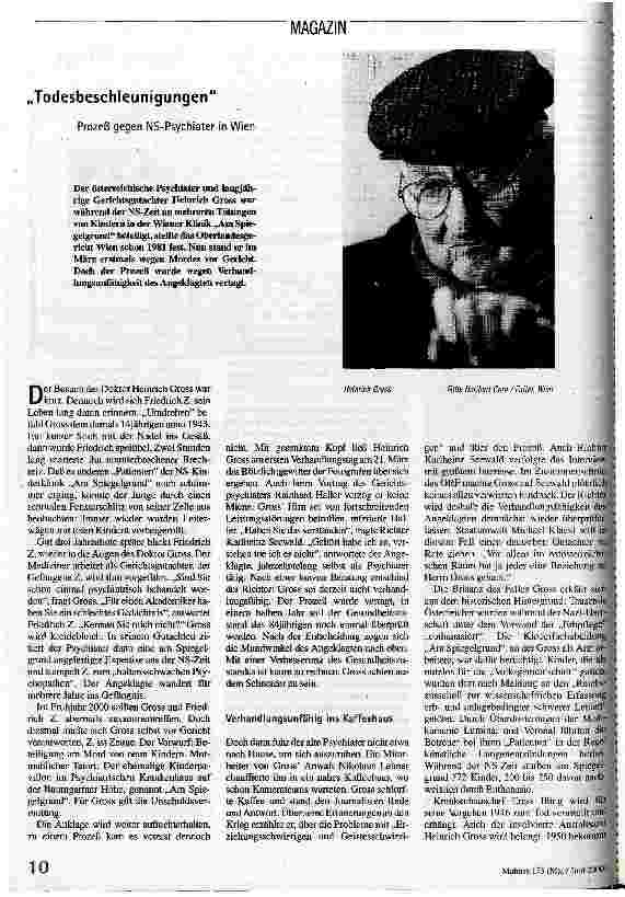 [doc_53183] Todesbeschleunigungen Prozeß gegen NS-Psychiater in Wien