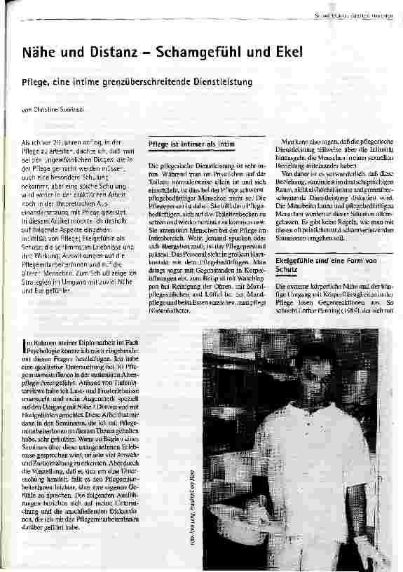 [doc_50944] Nähe und Distanz - Schamgefühl und Ekel Pflege, eine intime grenzüberschreitende Dienstleistung