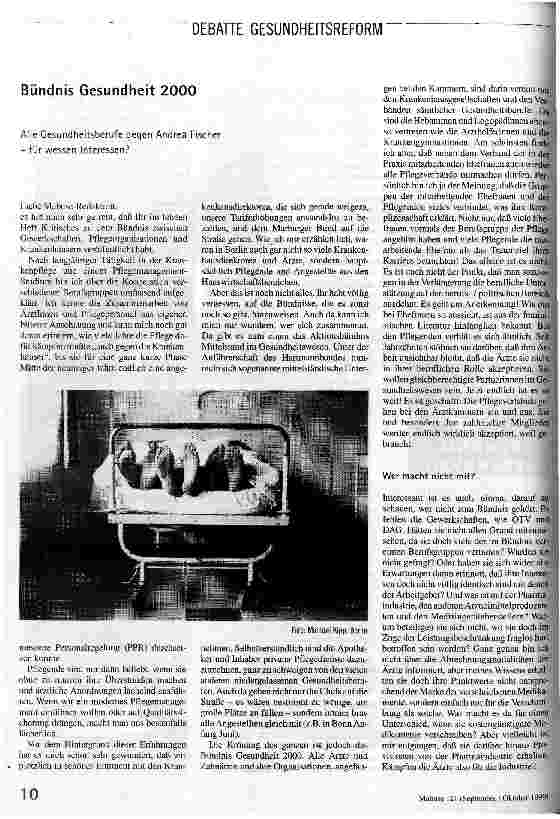 [doc_50938] Bündnis Gesundheit 2000 Alle Gesundheitsberufe gegen Andrea Fischer - für wessen Interessen?