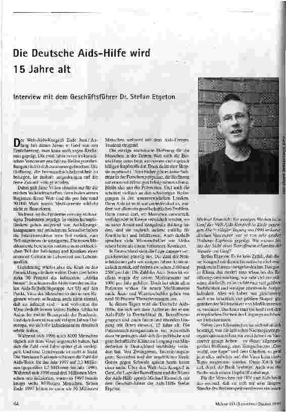 [doc_47303] Die Deutsche AIDS-Hilfe wird 15 Jahre alt