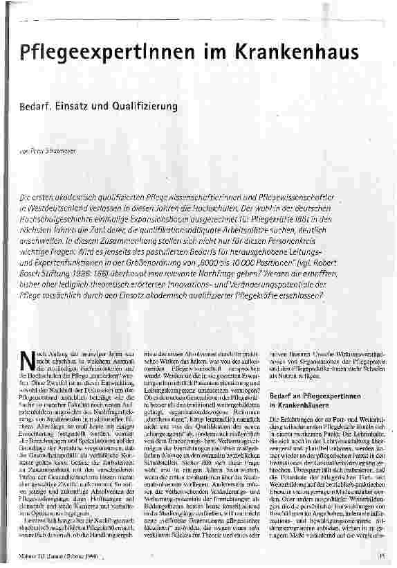 [doc_44187] PflegeexpertInnen im Krankenhaus Bedarf, Einsatz und Qualifizierung