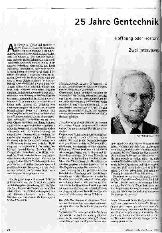 [doc_44185] 25 Jahre Gentechnik Hoffnung oder Horror?