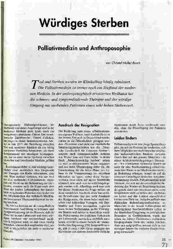 [doc_35420] Würdiges Sterben Palliativmedizin und Anthroposophie