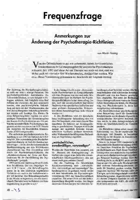 [doc_34270] Frequenzfrage Anmerkungen zur Änderung der Psychotherapie-Richtlinien