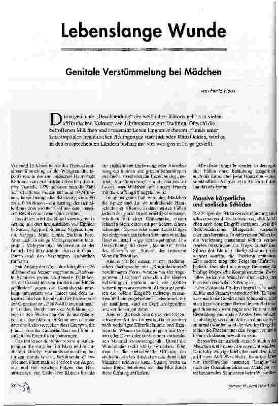 [doc_34269] Lebenslange Wunde Genitale Verstümmelung bei Mädchen