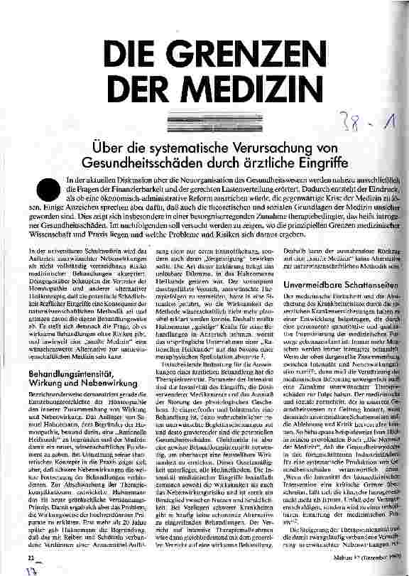 [doc_31046] Die Grenzen der Medizin Über die systematische Verursachung von Gesundheitsschäden durch ärztliche Eingriffe